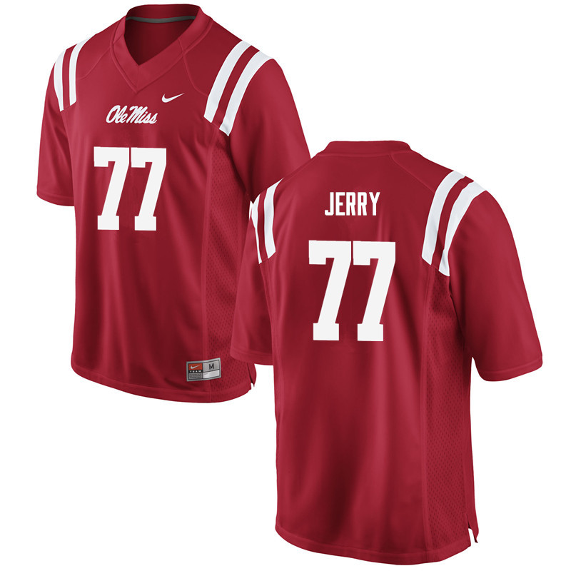 Men Ole Miss Rebels #77 John Jerry College Football Jerseys-Red